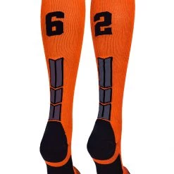 MadSportsStuff Orange And Black Player ID Custom Number Over The Calf Socks For Softball Baseball Football Boys And Girls 123 MadSportsStuff Orange And Black Player ID Custom Number Over The Calf Socks For Softball Baseball Football Boys And Girls