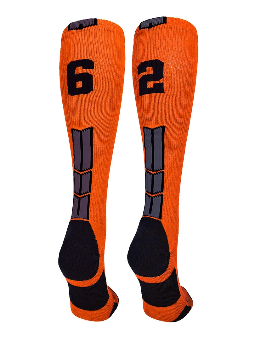MadSportsStuff Softball Socks Orange And Black Player ID Custom Number Over The Calf Socks For Softball Baseball Football Boys And Girls 18 MadSportsStuff Softball Socks Orange And Black Player ID Custom Number Over The Calf Socks For Softball Baseball Football Boys And Girls