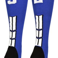 MadSportsStuff Royal Player ID Custom Number Over The Calf Socks For Softball Baseball Football Boys And Girls