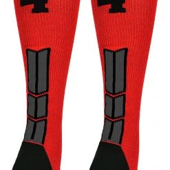 MadSportsStuff Red And Black Player ID Custom Number Over The Calf Socks For Softball Baseball Football Boys And Girls Baseball Socks
