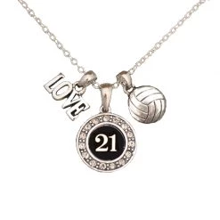 MadSportsStuff Jewelry Girls Volleyball Necklace With Jersey Number (Available In 39 Numbers)