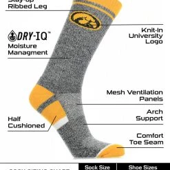 TCK Iowa Hawkeyes Socks Victory Parade Crew Length All Schools