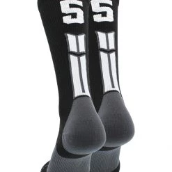 MadSportsStuff Black Player ID Custom Number Crew Socks For Basketball Lacrosse Volleyball Boys And Girls