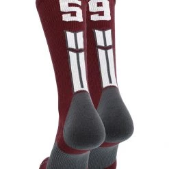 MadSportsStuff Maroon Player ID Custom Number Crew Socks For Basketball Lacrosse Volleyball Boys And Girls